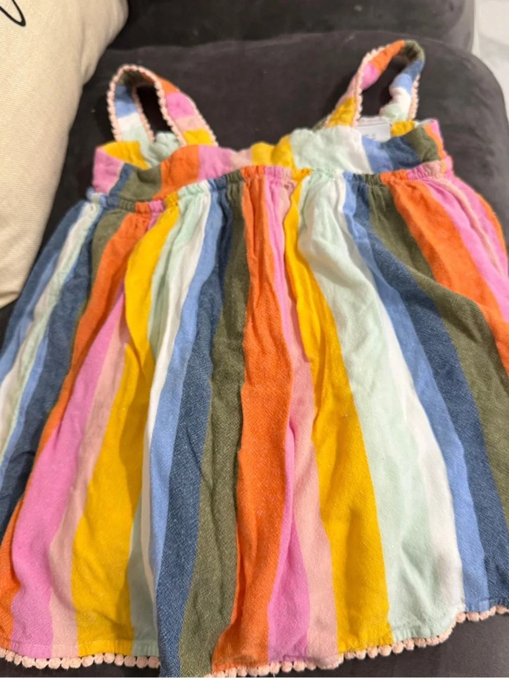 Girls Multicolor Striped Sundress Tank Top - Rainbow Stripe